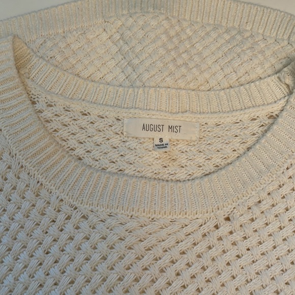 August Mist Cream Small Sweater with Suede Elbow Patches - Picture 3 of 8